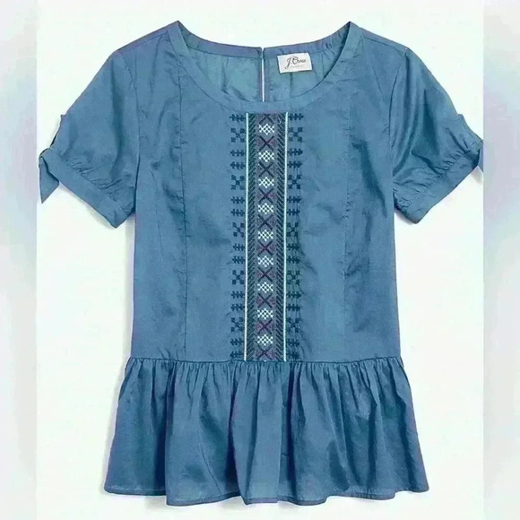J CREW Embroidered tie-sleeve tee SIZE 00 - Picture 1 of 6